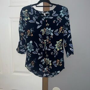 Croft & Barrow Navy Floral Blouse